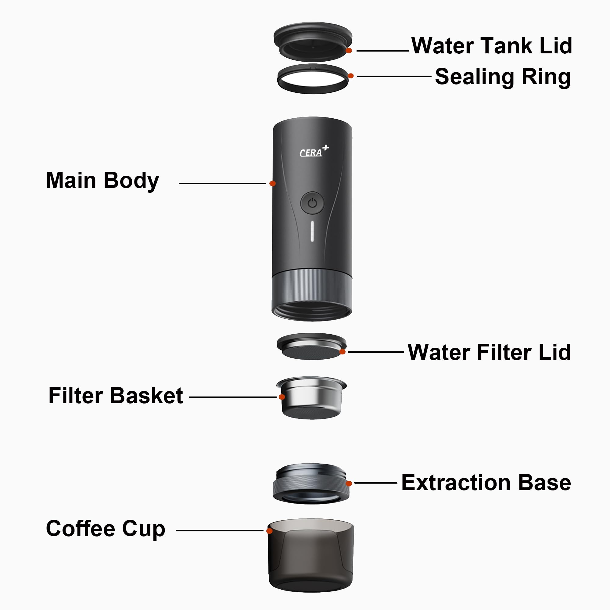 CERA+ Cafetera portátil Pro Version autocalentable compatible con molienda ultrafina para viajes, camping, senderismo, regalo ideal para cumpleaños y San Valentín