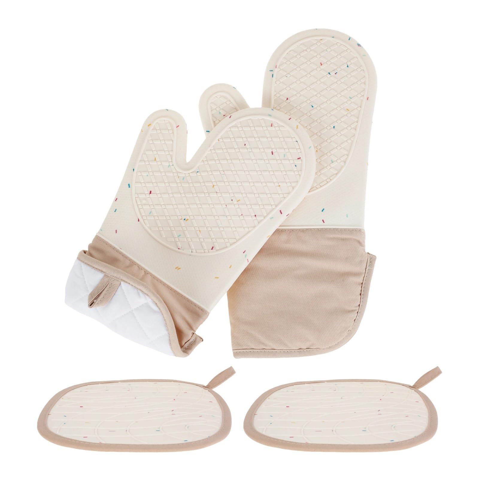 Oven Gloves Silicone Oven Mitts Heat Resistant Cooking Gloves With Pot Holders Thickened Non-slip Kitchen Accessory For BBQ Bake