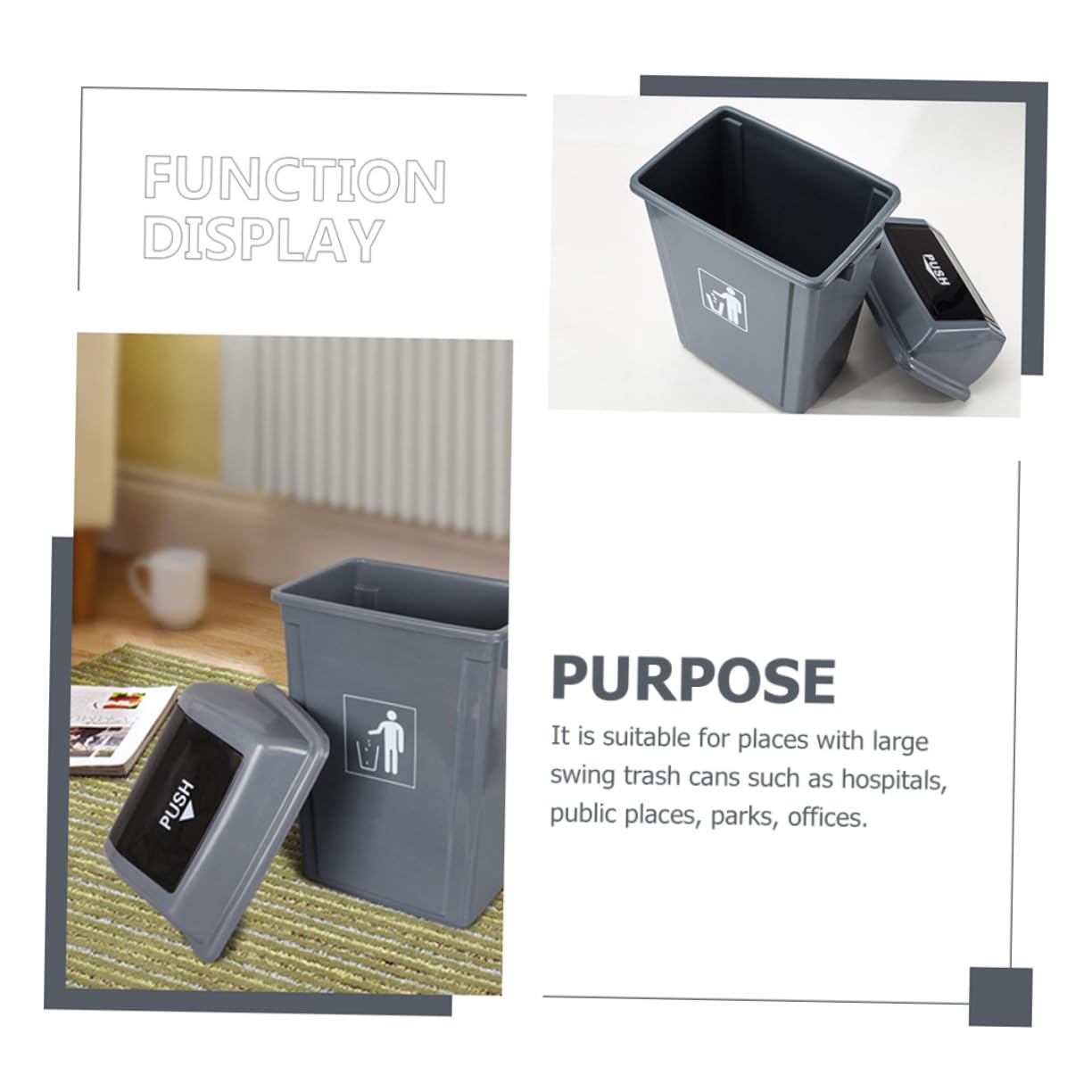 SOLUSTRE Swing Top Trash Can Lid Plastic Replacement for Trash Bins for Hospitals Offices Parks Easy to Install Reliable Design Smooth Surface for Safety