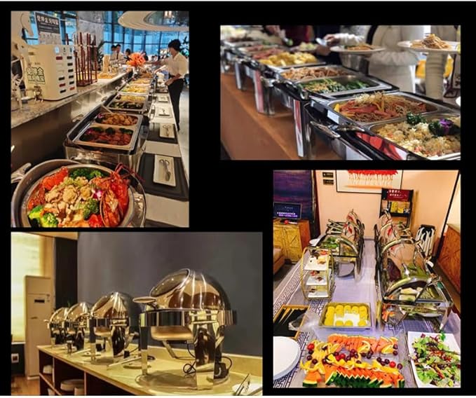 Olla eléctrica buffet 6L, calentador de acero inoxidable, kit con tapa hidráulica miniatura 5