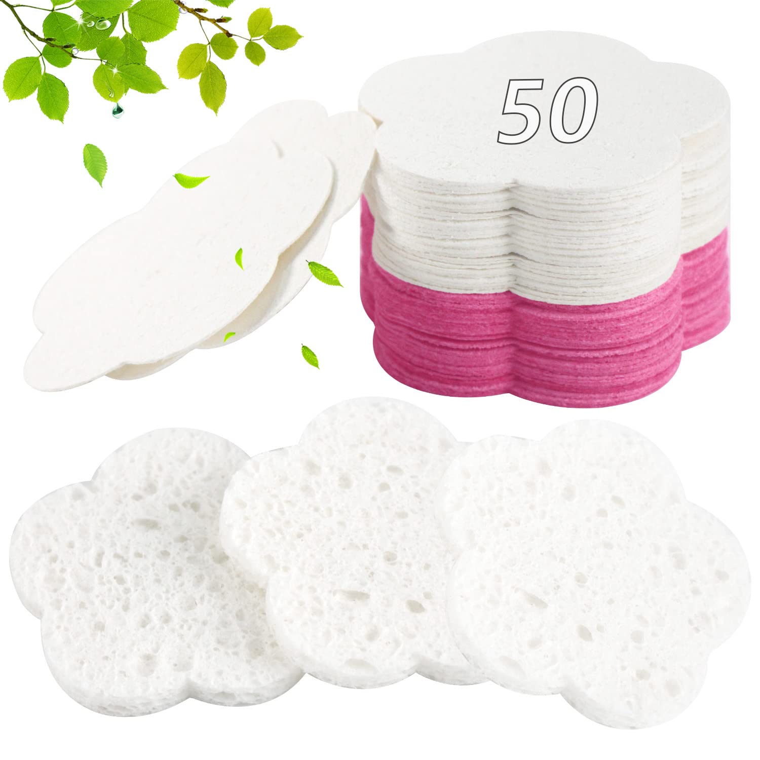 Komprimierte Gesichtsschwämme In Blumenform – 50 Stück, Wiederverwendbar, Für Make-up-Entfernung & Peeling