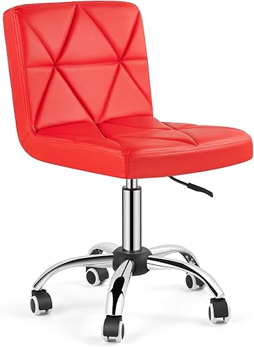 Miniatura 10 de COSVALVE Silla de escritorio sin brazos, silla de oficina giratoria 360 con respaldo medio, silla de trabajo ejecutiva de altura ajustable con