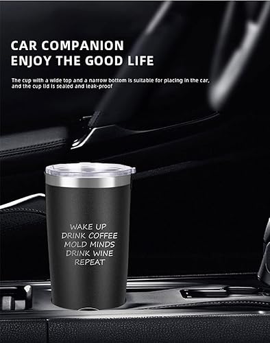 Miniatura 7 de P W P Vaso de 20 onzas para café y bebida, café con diseño de mentes y repetición de vino, vaso de acero inoxidable, taza de café de viaje, vaso