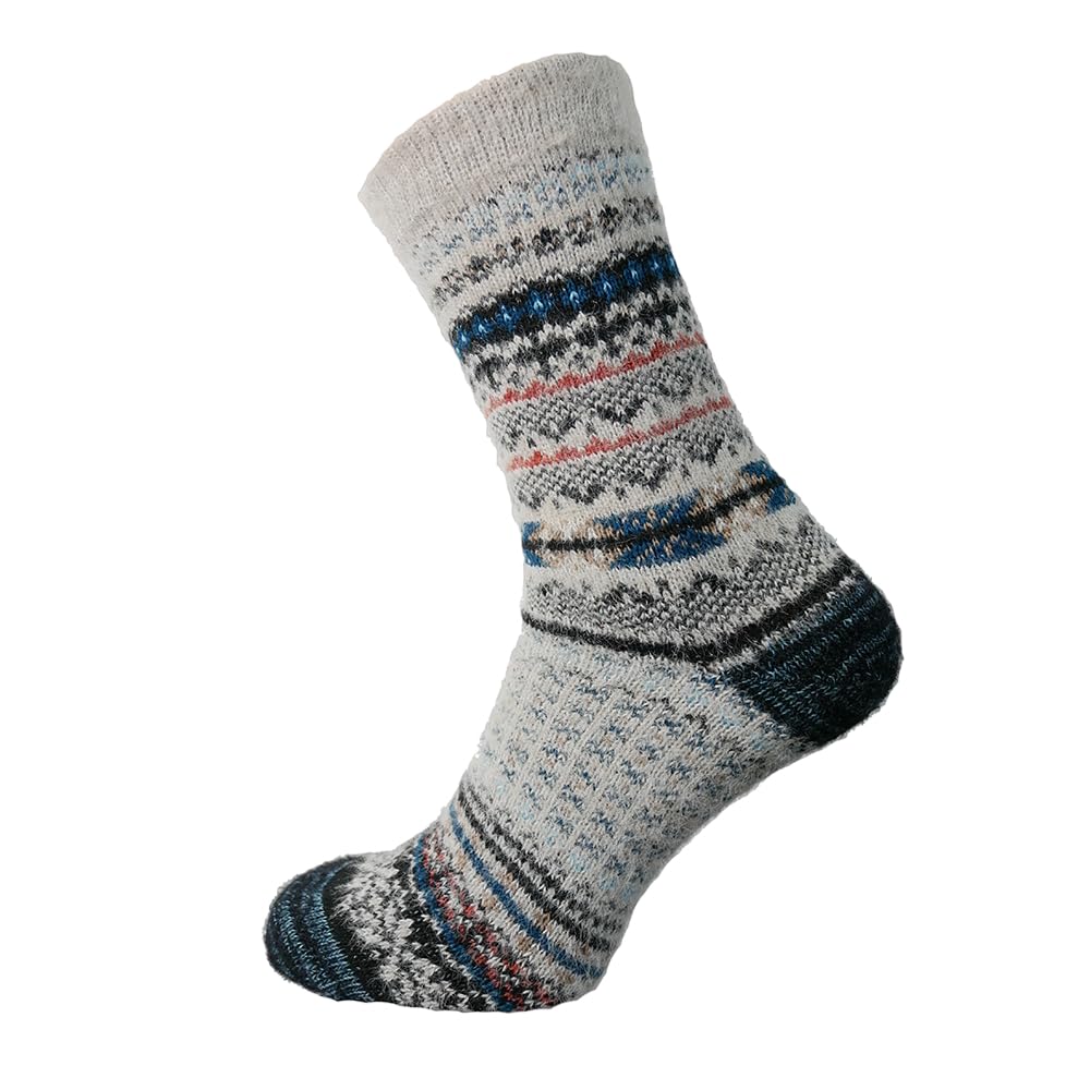Joya Socks Men's Multicolor Warm Grey Patterned Socks - Thick, Soft, Breathable Winter Socks For Hiking, Walking, And Outdoor Boots - Ultimate Comfort! 7-11 Uk
