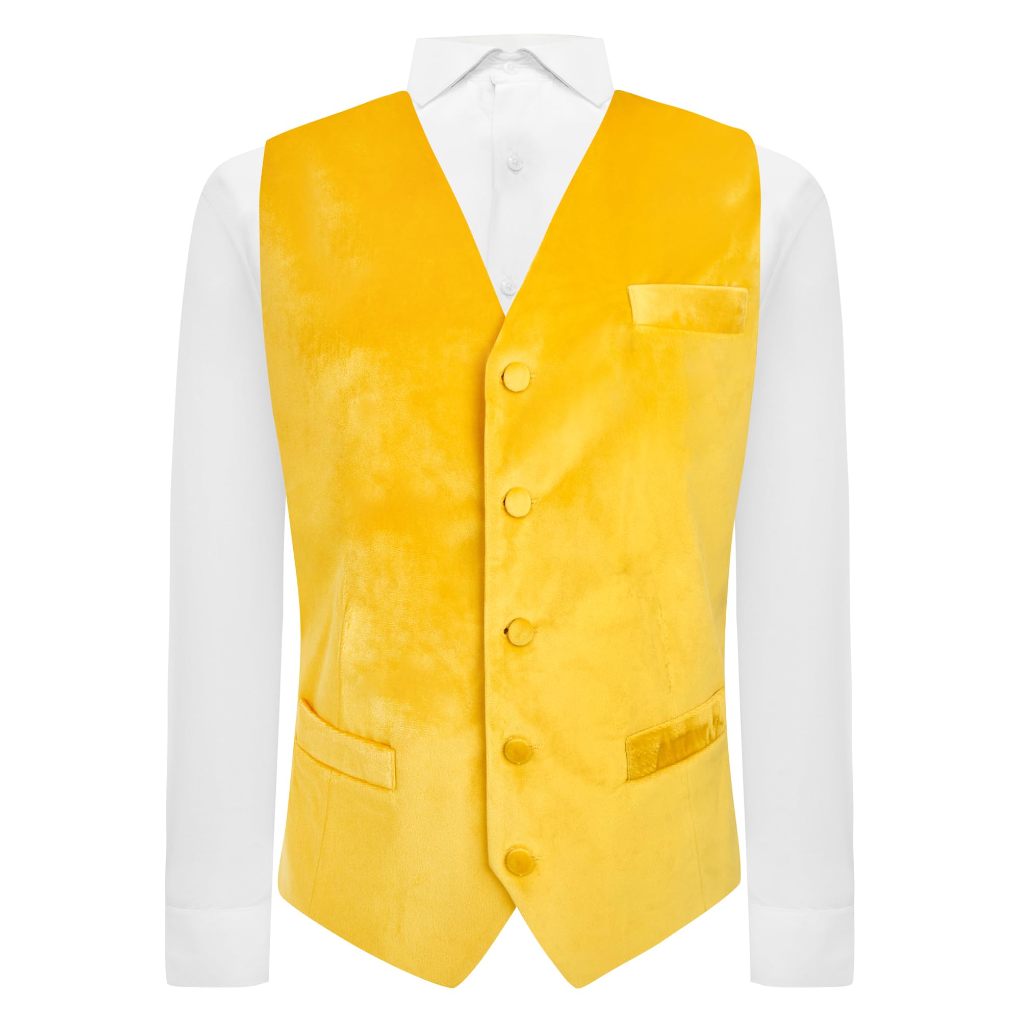 King & Priory Mustard Yellow Velvet Waistcoat - XXL