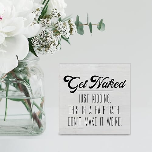 Miniatura 5 de Letrero de madera con texto en inglés "Country Get Naked Just Kidding This is a Half Bath" para decoración de escritorio, caja de madera para baño,
