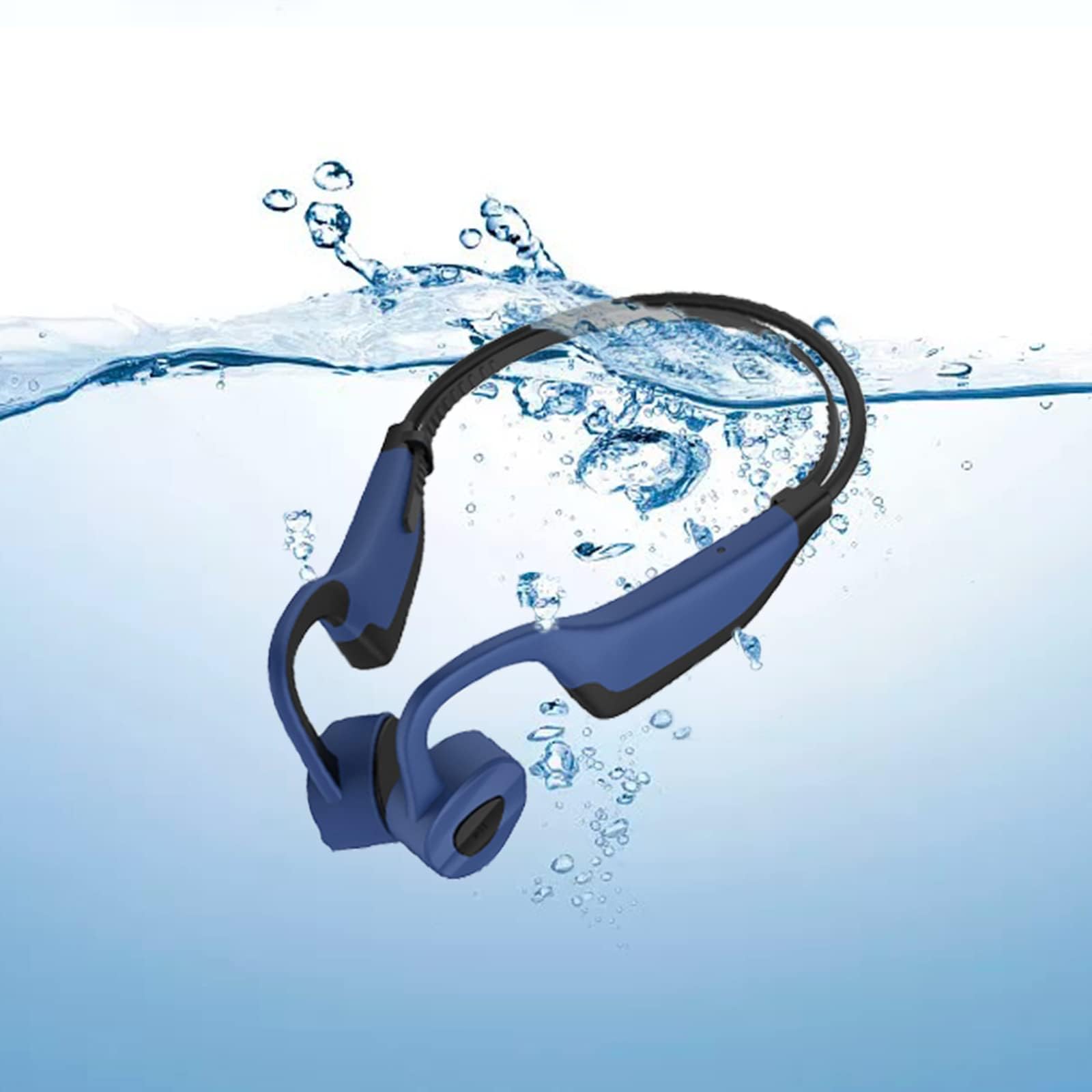 Bone Conduction Headphones Bone Conduction Wireless Earbuds Swimming Headphones Open Ear Headphones Underwater Headphones For Swimming Built-In Mic Sports Headset With 16G Memory Swimming blue