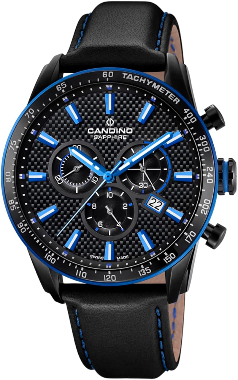 Mens Chronograph Quartz Watch with Leather Strap C4683/2