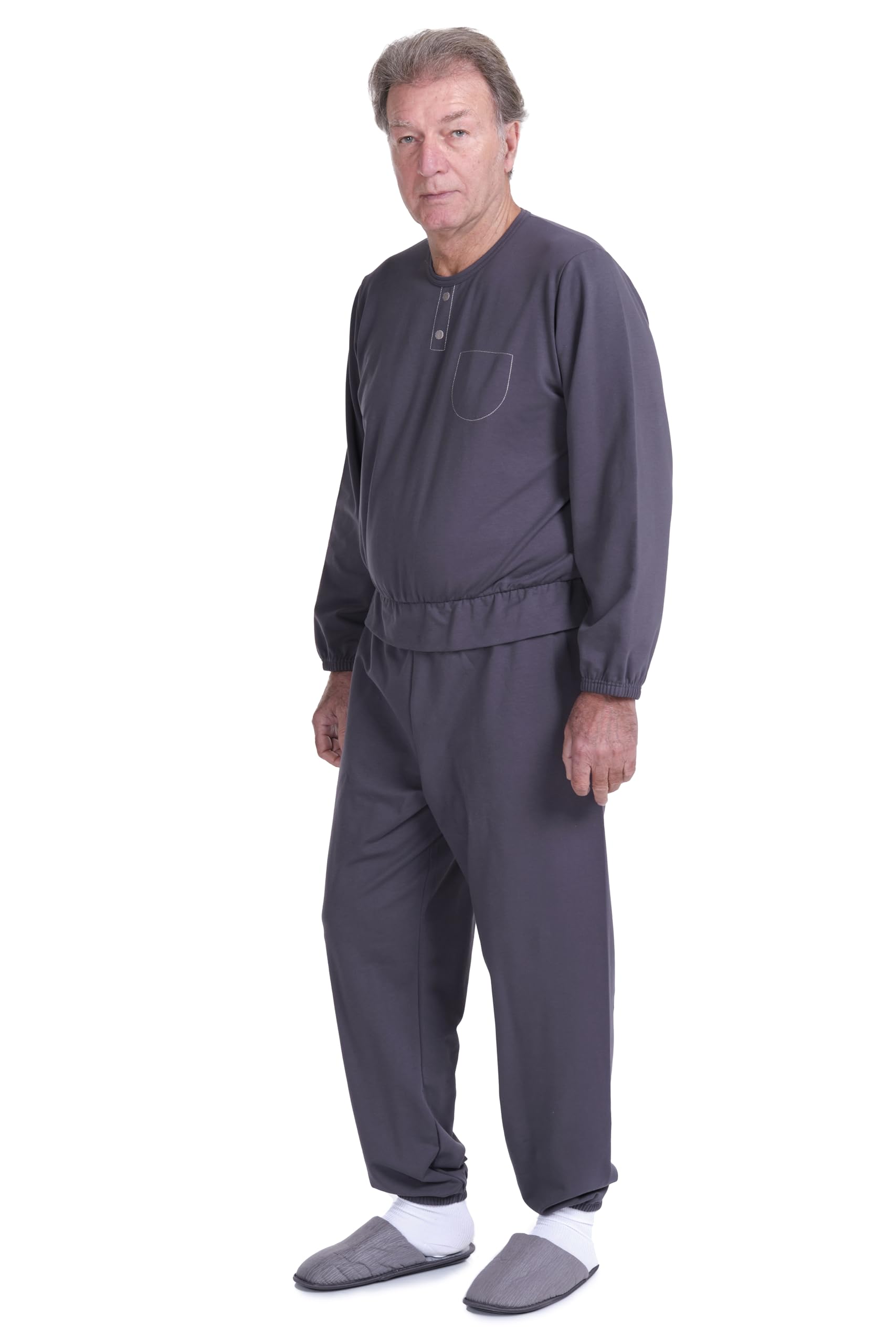 FERRUCCI COMFORT Kombinezon zdrowotny dla osób starszych, fałszywy nietrzymanie moczu lub choroby Alzheimera - 9010, zapięcie na plecach, jednoczęściowy, Szary, L
