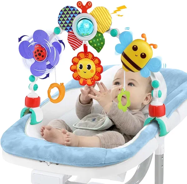 SINOMARS Baby Stroller Arch Toys,Adjustable Crib Mobile for Bassinet with Sensory Play Accessories and Hanging Toys,Baby Travel Car Seat Toys for Toddler Boy Girl 0 3 6 9 12 24 Months