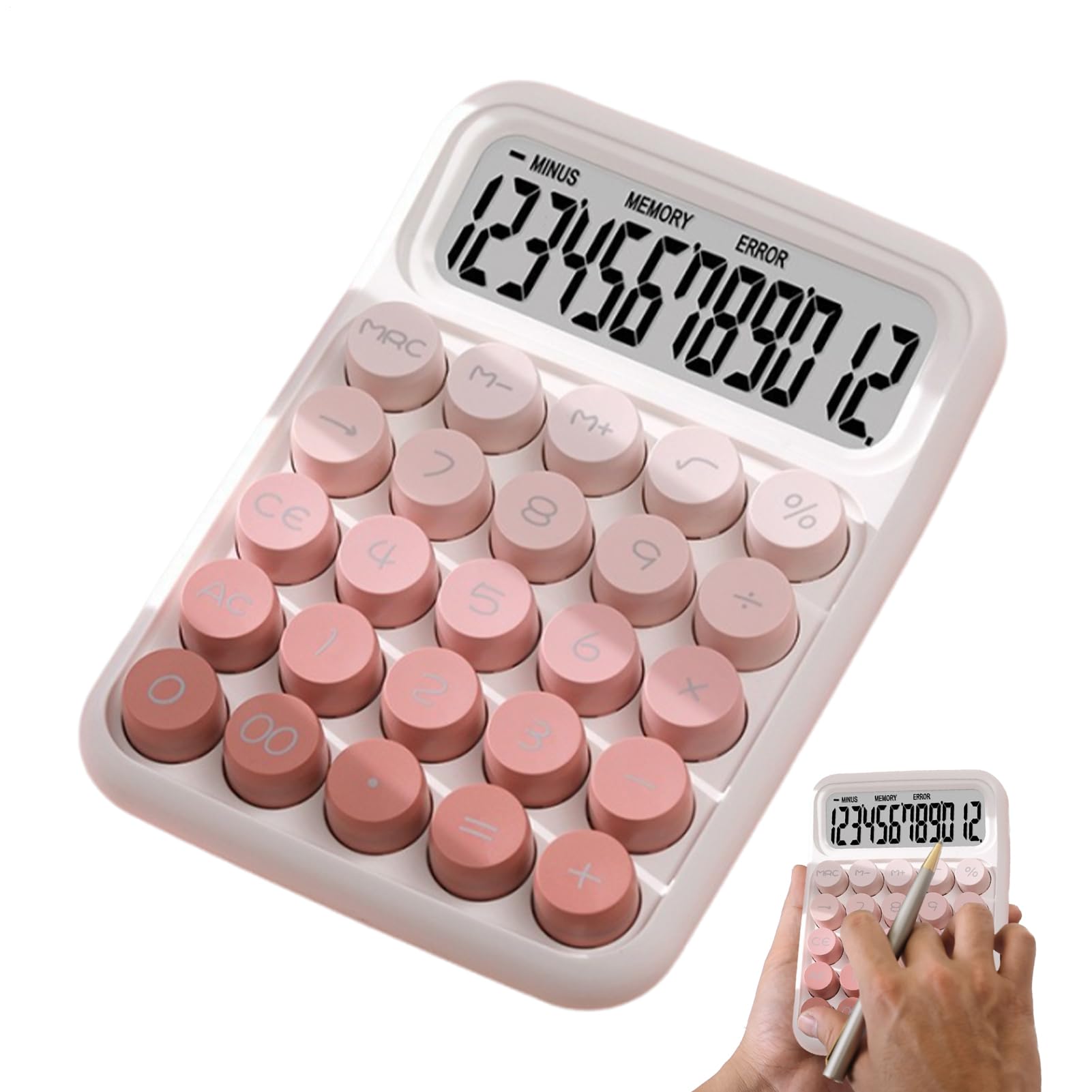 Calcolatrici scolastiche, grande display a pulsante per la precisione con supporto, materiale ABS con tasti tattili, dispositivo portatile da scrivania per bambini, ufficio, scuola