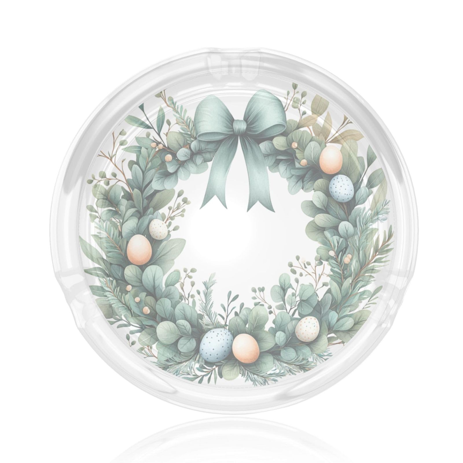 Circular Easter Wreath Green Foliage Glass Ashtray For Cigarettes Ash Trays Case For Home Office Decor