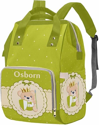 M YESCUSTOM Bolsa de pañales con nombre personalizado para bebé, mochila de bebé de enfermería con oso de dibujos animados para regalo de ducha,