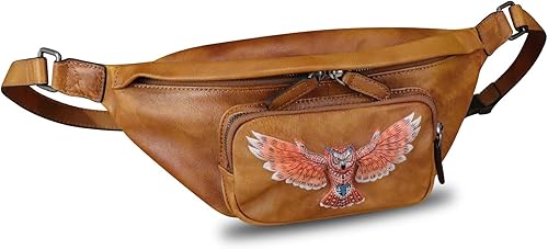 Riñonera de piel auténtica, bolsa de viaje multifunción para senderismo, múltiples bolsillos para correr y ciclismo, Marrón