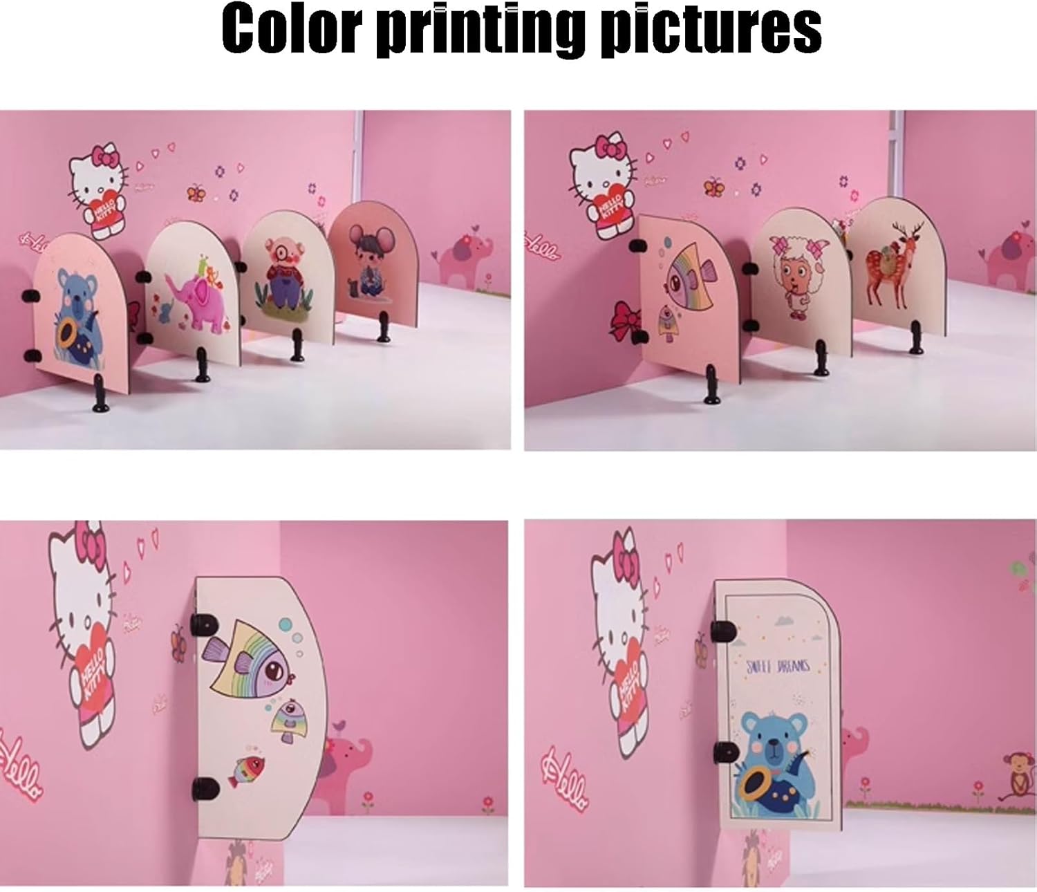 Cartoon Kindergarten Urinal partition, Floor-Mounted Children's Urinal Baffle, Urinal Screen Toilet Partition with Support feet, for Shopping Malls/Public Places(Pink 1,60x80cm 4pcs)