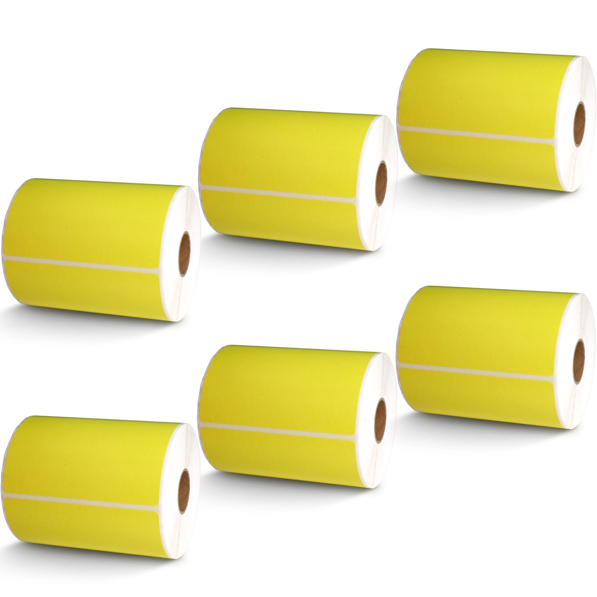 BETCKEY - Étiquettes d'expédition et multifonctions de 10,2 x 7,6 cm compatibles avec les imprimantes d'étiquettes Zebra et Rollo, adhésives de qualité supérieure et perforées [jaune, 6 rouleaux, 3000
