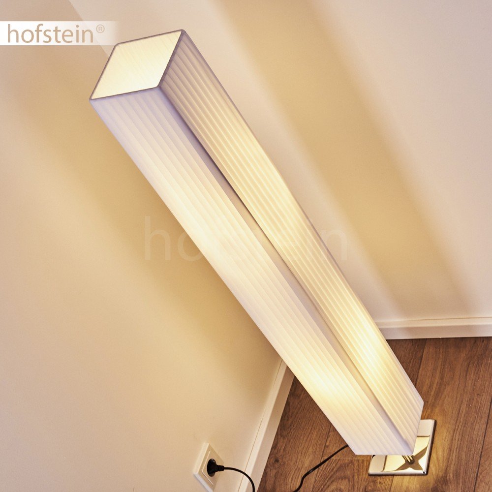 Stehlampe Newtok, moderen Stehleuchte aus Textil/Stoff in Weiß, 2 x E27-Fassung, mit Fußschalter am Kabel, ohne Leuchtmittel