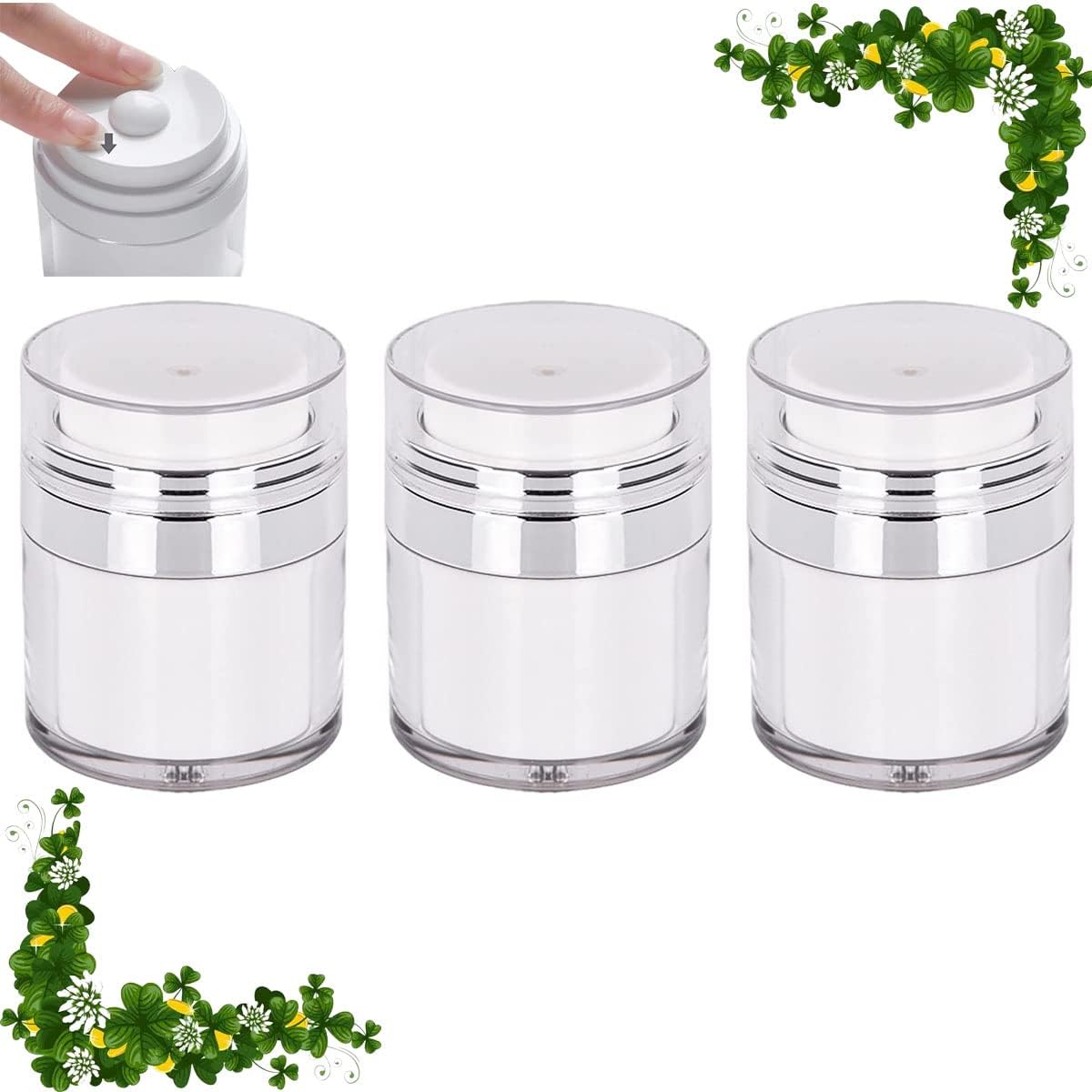 Airless Pump Container, Face Cosmetic Cream Jar Pot, Vacuum