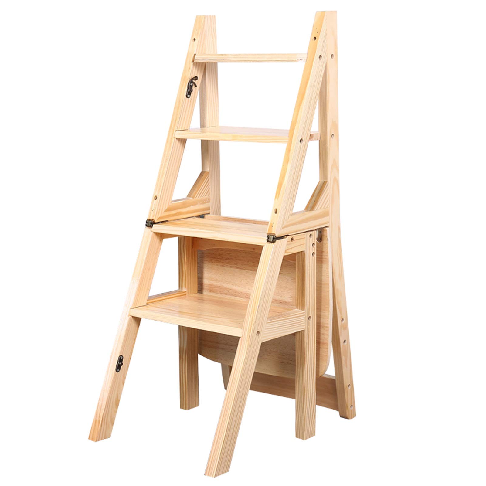 Tabouret pliant échelle multifonctionnel bois massif pour cuisine