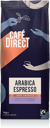 Caf direct Familia Espresso Coffee Beans 1kg - Fairtrade Arabica Whole Beans Slow-Roasted for a Smooth and Intensely Rich Flavour - Ideal for Espresso Machines
