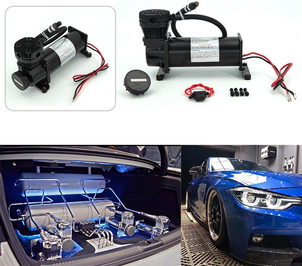 200PSI 3/8 NPT Heavy Duty Air Train Horn/Air Ride Suspension Compressor for Train/Truck/Car 12V Black - Image 8