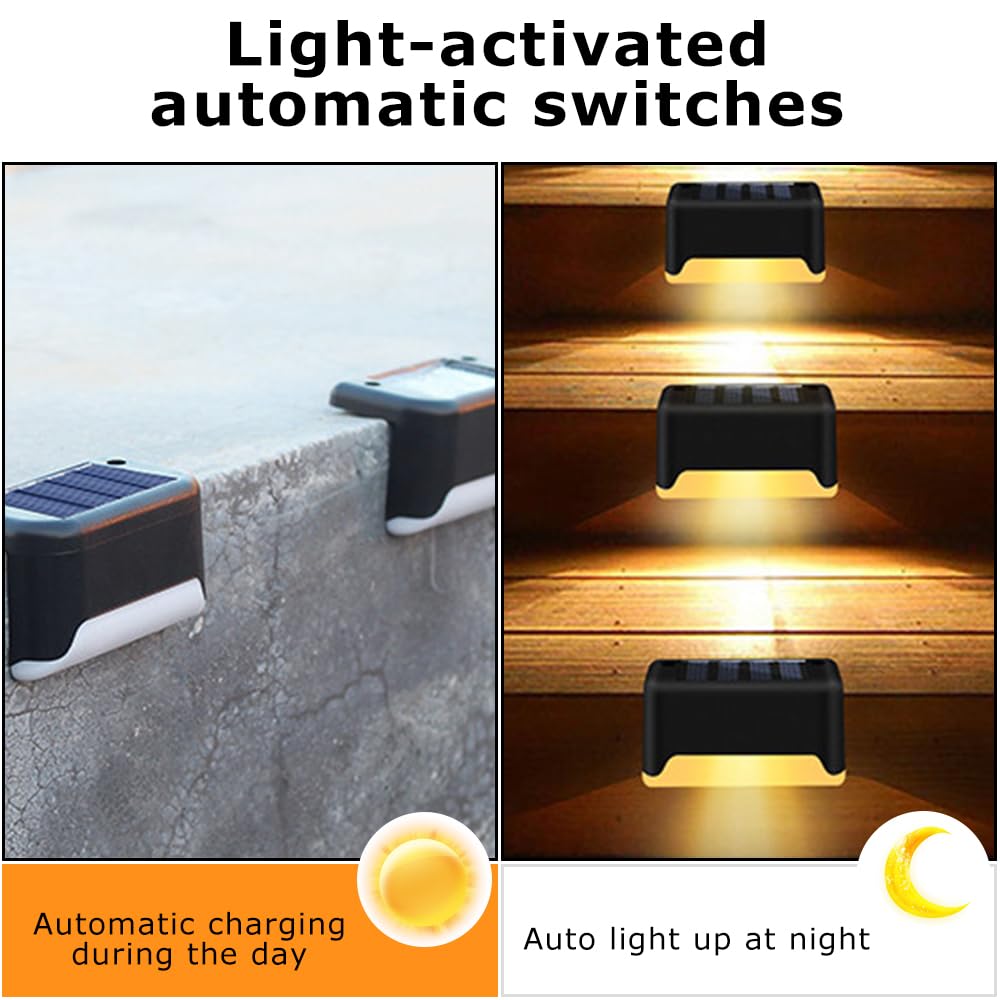 Lotvic Luci Solari per Esterni, 16 Pezzi Luce Solare per Scale Impermeabile, Segnapasso LED Esterno Solare, Lampade Solari da Giardino, per Recinzioni Patio Passi Sentieri