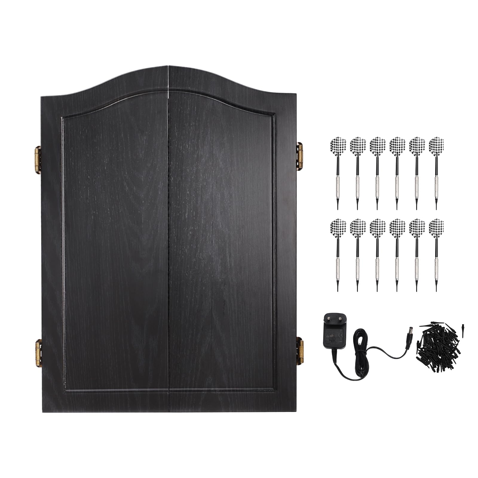 Cible de fléchettes électronique avec armoire, écran LED, 27 jeux, montage mural, 16 joueurs, 12 fléchettes