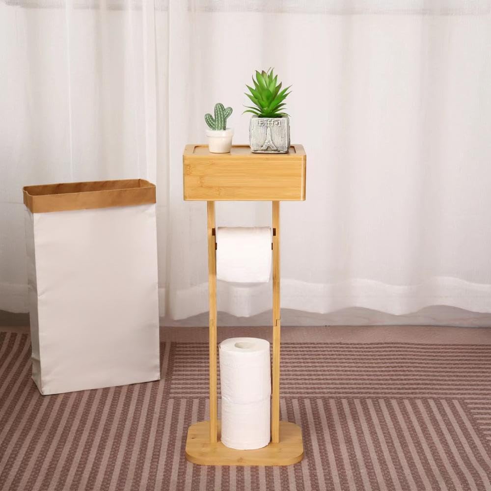 Portarotolo Piccolo Per Toilette | dimensioni compatte, coperchio girevole, porta cellulare, stile rustico
