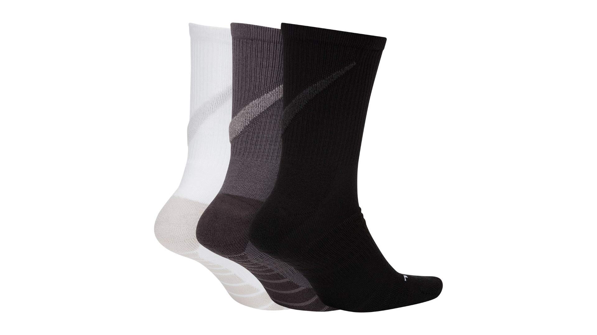 Nike MENS 3 Pair Crew SocksLARGE 8-12 (WHITE/BLACK/GREY)