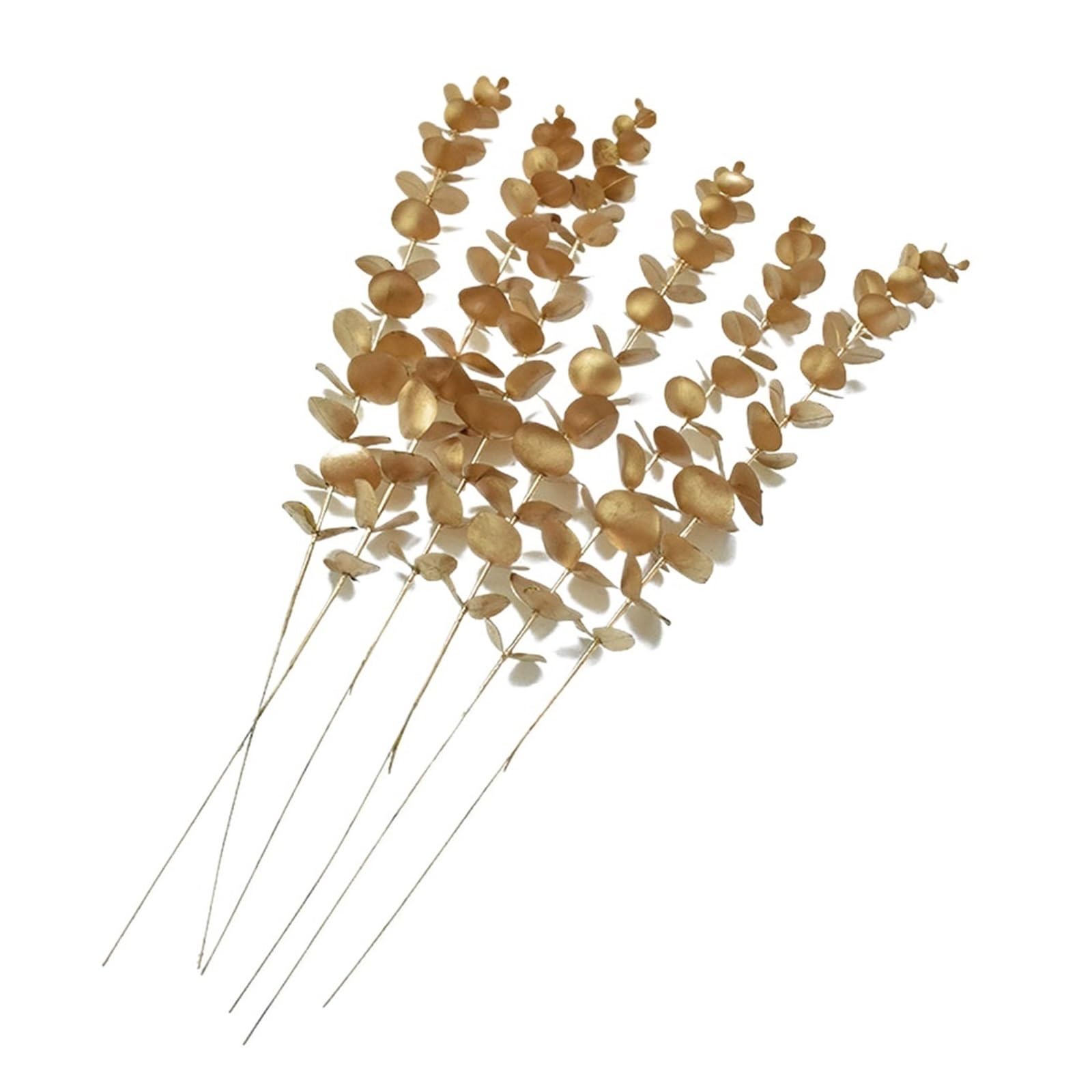 YGLEEULI Artificial Foliage Stems 5pcs/Lot Artificial Gold Eucalyptus Branch Stem Plants for Wedding Flower Arrangement Greenery Home Decoration(Color1)