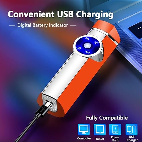 Miniatura 9 de SKRFIRE Encendedor eléctrico de plasma de triple arco, recargable, USB, resistente al viento, sin llama, portátil con pantalla de alimentación