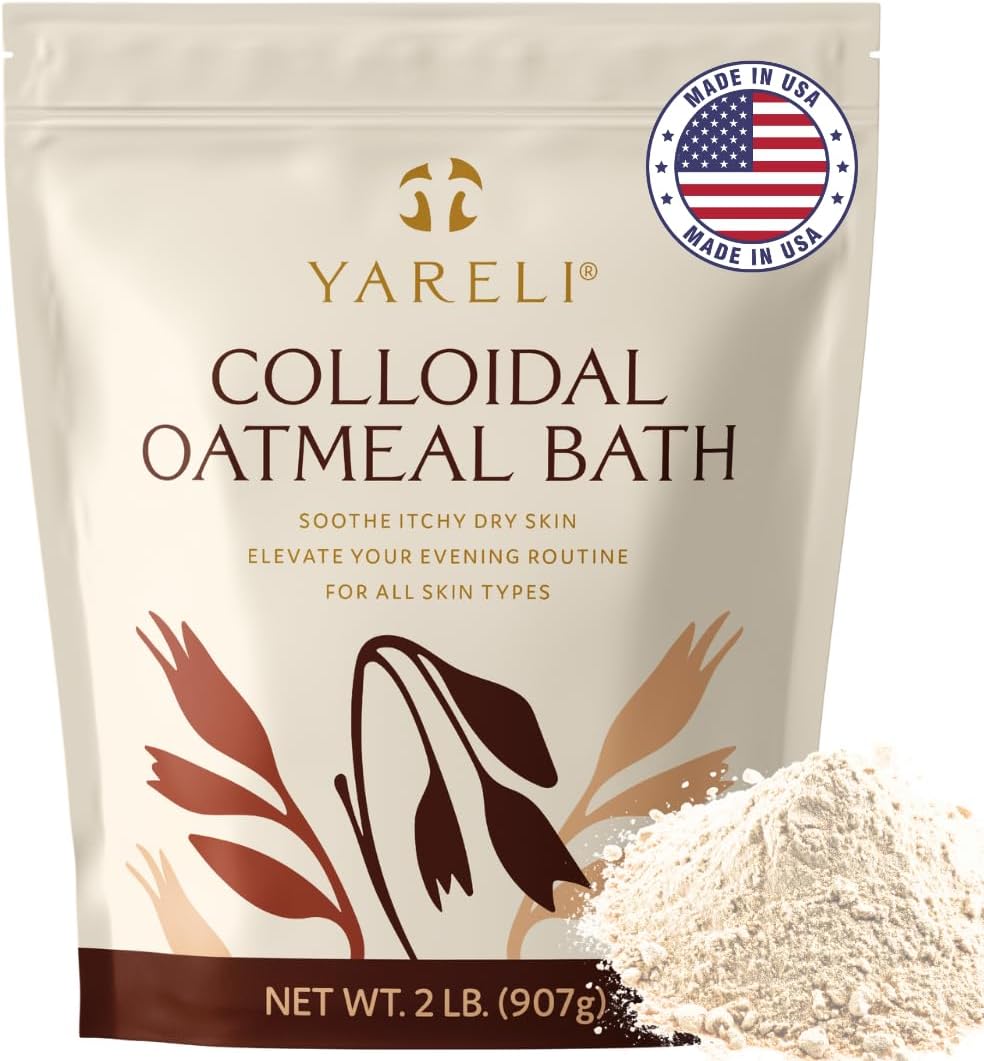 YARELI Colloidal Oatmeal, 2lb (32oz), Bath Powder for Dry Skin, for Adults, Baby and Kids