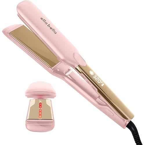 ELLA BELLA® Titanium Flat Iron Hair Straightener (with Infrared) • Professional Straightening Iron • Digital Display to Accurately Control Temperature • As Featured in Good Housekeeping