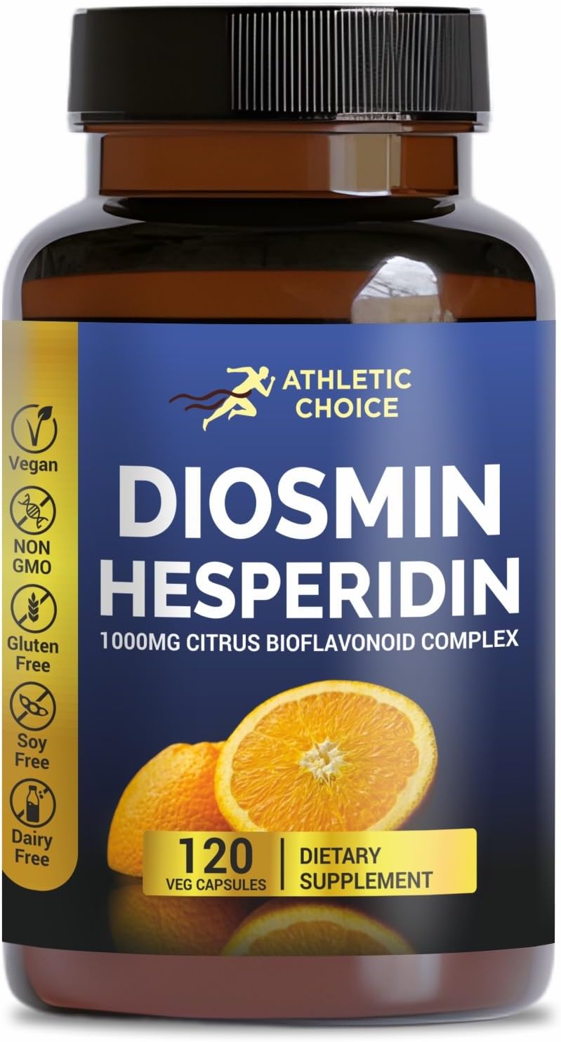 Diosmin Hesperidin 1000mg Complex, 120 Veggie Capsules, Citrus Bioflavonoid Rich Fruit Extract, Vegan, Non-GMO & Gluten-Free Hesperidin and Diosmin Supplement