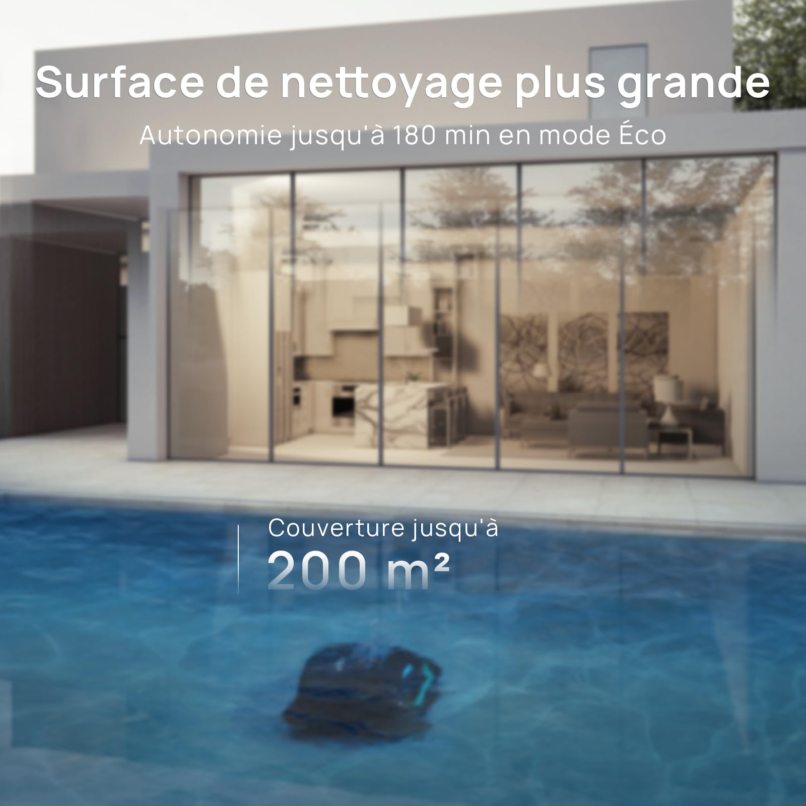 WYBOT (Nouveau Modèle) Robot Piscine sans Fil C2 Vision-A avec caméra IA, Filtration Ultra-Fine, Forte Aspiration, Nettoyage Fond/parois & Ligne d’Eau, Navigation Intelligente – NoirVertProfond