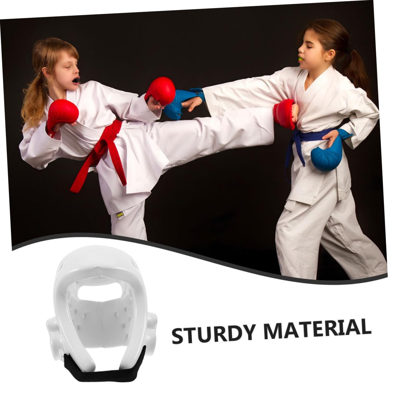 UKCOCO Casco de Boxeo para Niños Seguro y Ajustable de PU Blanco, Equipo de Protección Adecuado para Entrenamiento de Karate y Hockey sobre Hielo