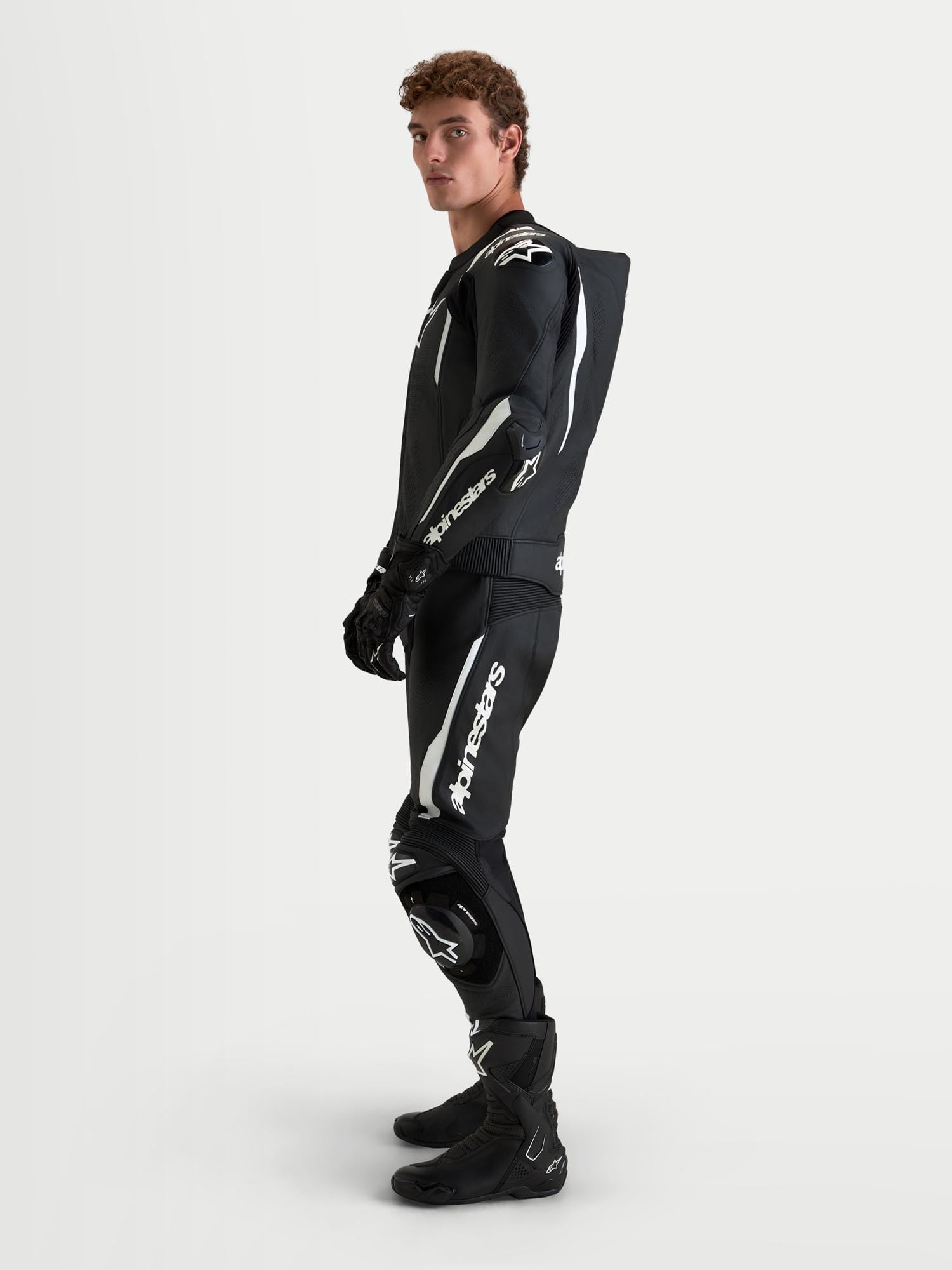 Alpinestars Missile V3 Tuta in pelle da motociclista a due pezzi, nero/bianco, 52