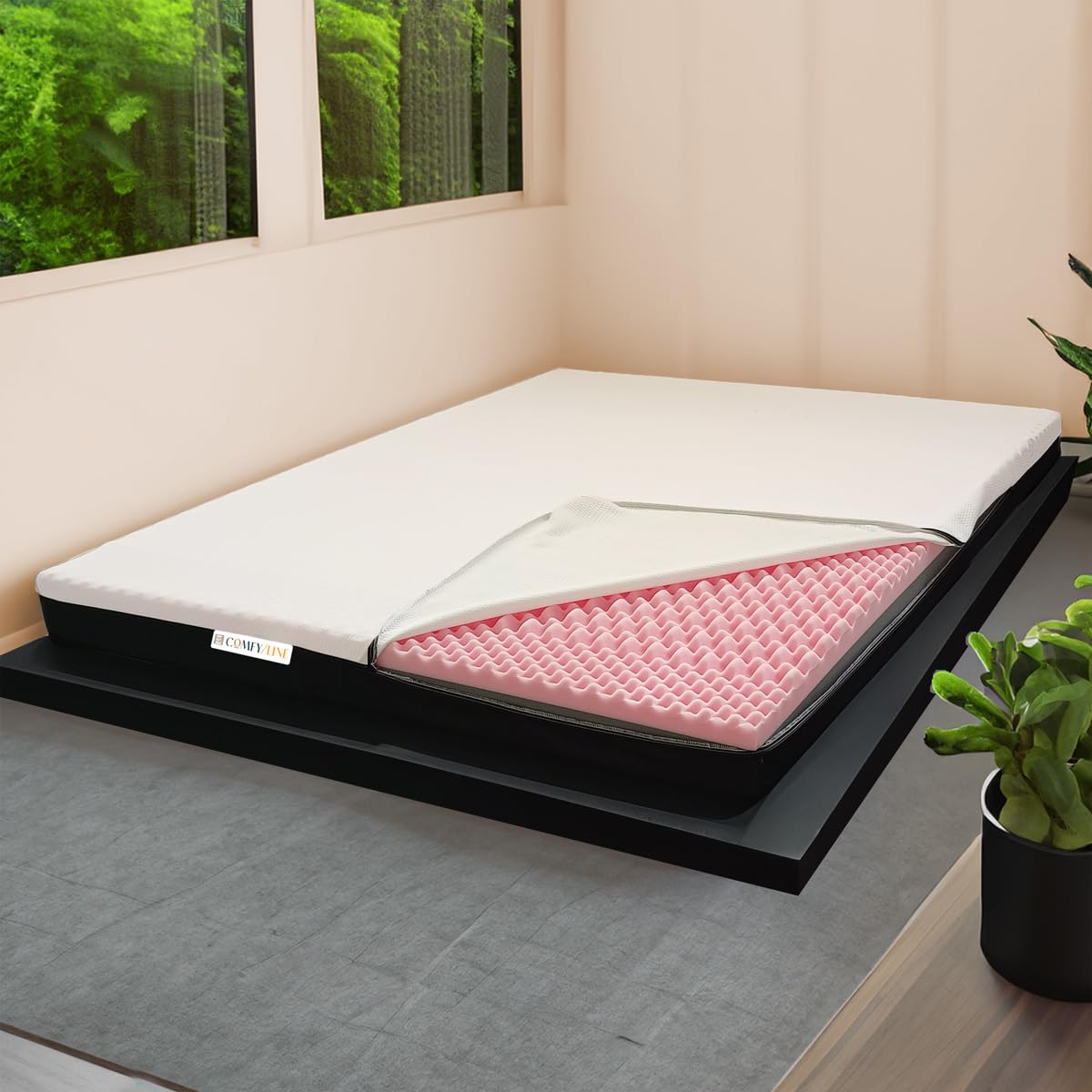 Comfy Line Topper Memory + Topper rígido ortopédico alto 6 cm | Topper Memory y rígido King size 190 x 190 cm | Colchón con tejido desenfundable | Topper doble rigidez – Mod. Fox H6