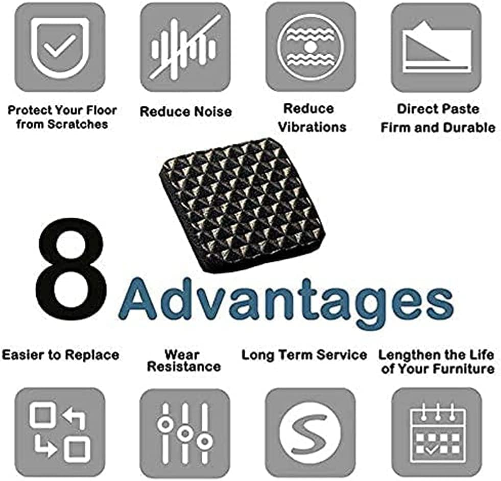 G.FIDEL 18Pc Self Adhesive Black Square Soft EVA Like Rubber Furniture Protection Non Slip Anti Skid Scratch Proof Buffer Bumper Floor Noise Insulation Bush Leg Pads Guards.