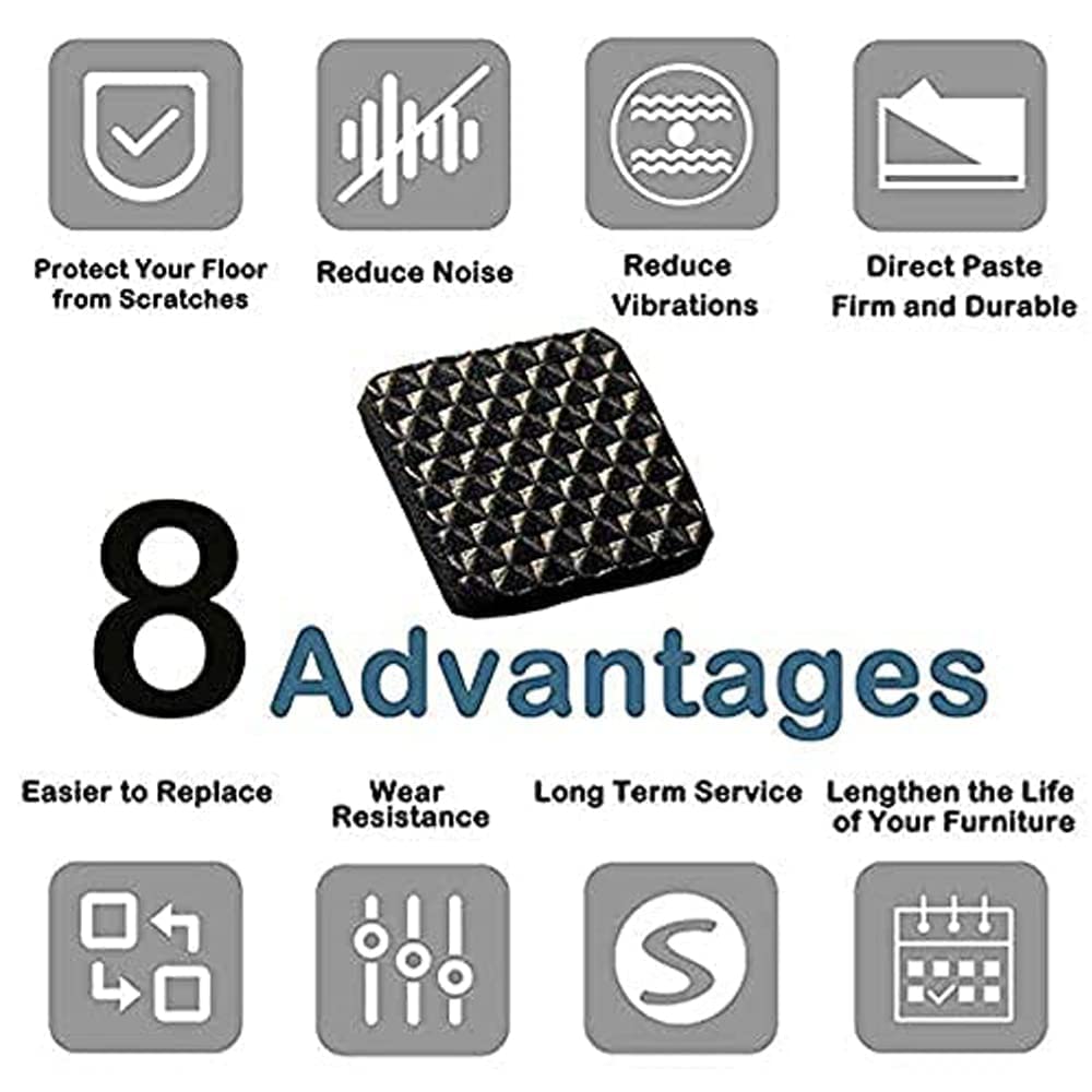 Prostuff.in Furniture Silicone Protection Cover || Square Shaped Furniture Floor Scratch Protection for Sofa, Office Chair, Table Balance Pad Noise Insulation Pad Floor 1.8 CM Black Color, 32 Pcs 4