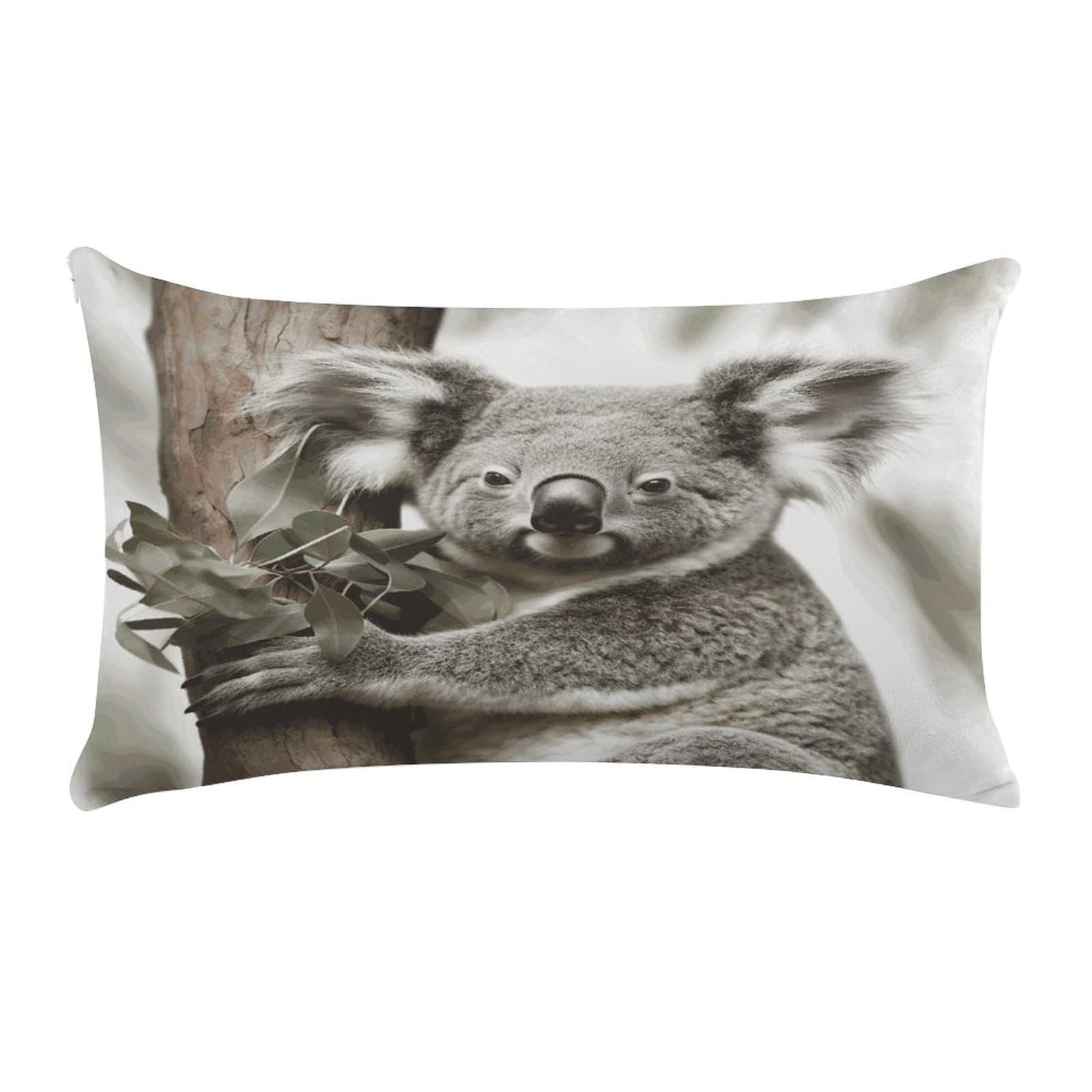 VstaDank Koala Pillow Cover Pillowcase for All Seasons Short Plush Body Pillow Case Soft Cozy Fuzzy Lumbar Long Pillow Cover for Bed Sofa Bench 20 X 12 Inches