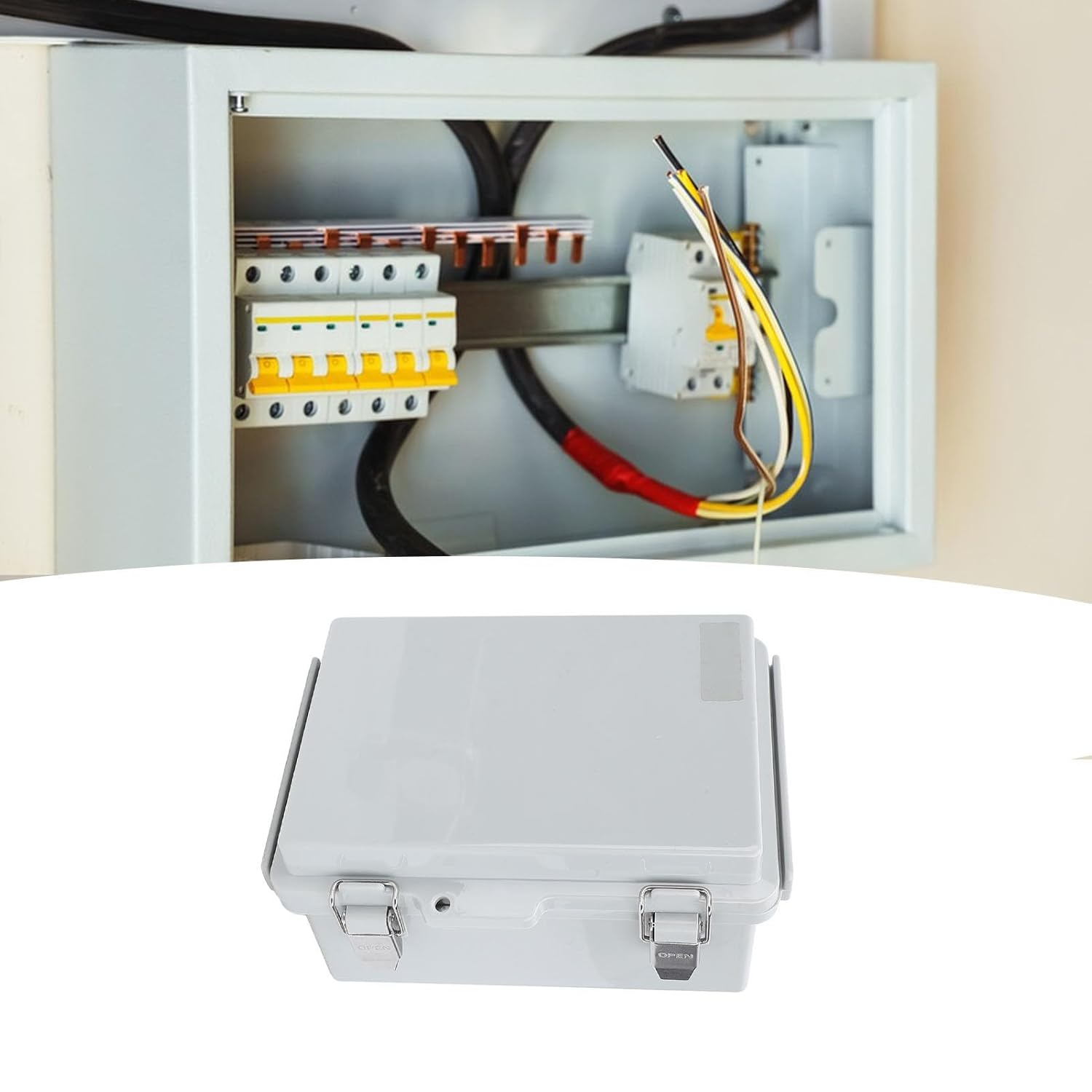 Electrical Junction Box, IP67 ABS Plastic Enclosure with Transparent Cover, Mounting Plate, Wall Brackets, Weather Proof Outdoor Electrical Box, 160x210x100mm