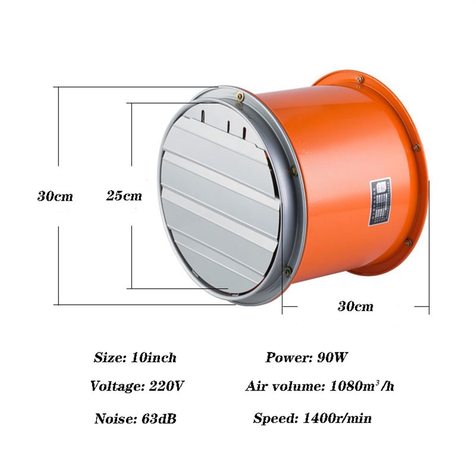 Ventilador Extractor de humo potente for el hogar, cocina, cilindro de alta velocidad, Extractor de humo, ventilación Industrial de alta potencia Cuarto de baño(10 inch)