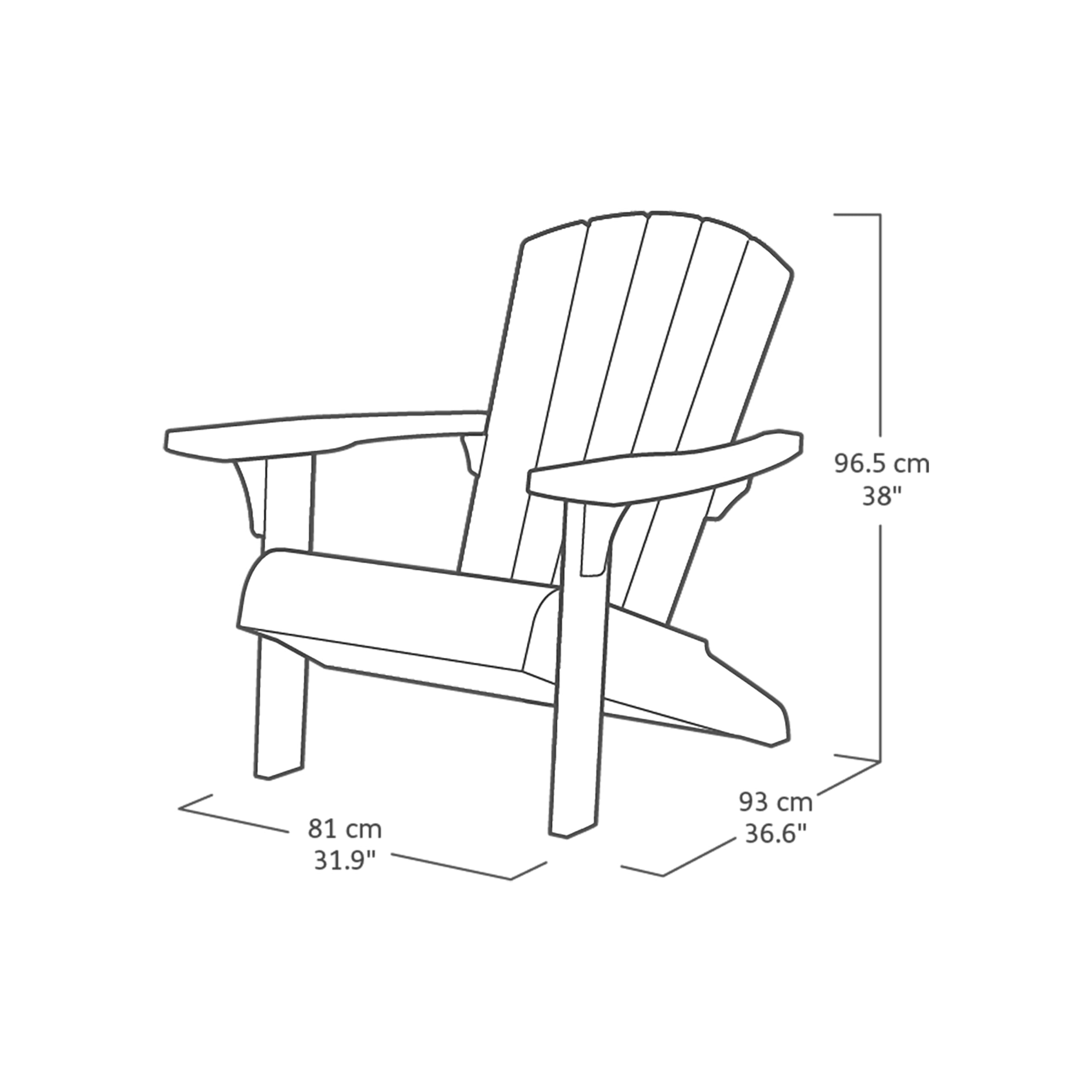 Keter Allibert by Troy Adirondack Chair - Silla de jardín de plástico para Exteriores, diseño clásico Americano, para jardín, terraza y balcón. (Rosa Antiguo, Tamaño Grande, 1, Unidad, 1)