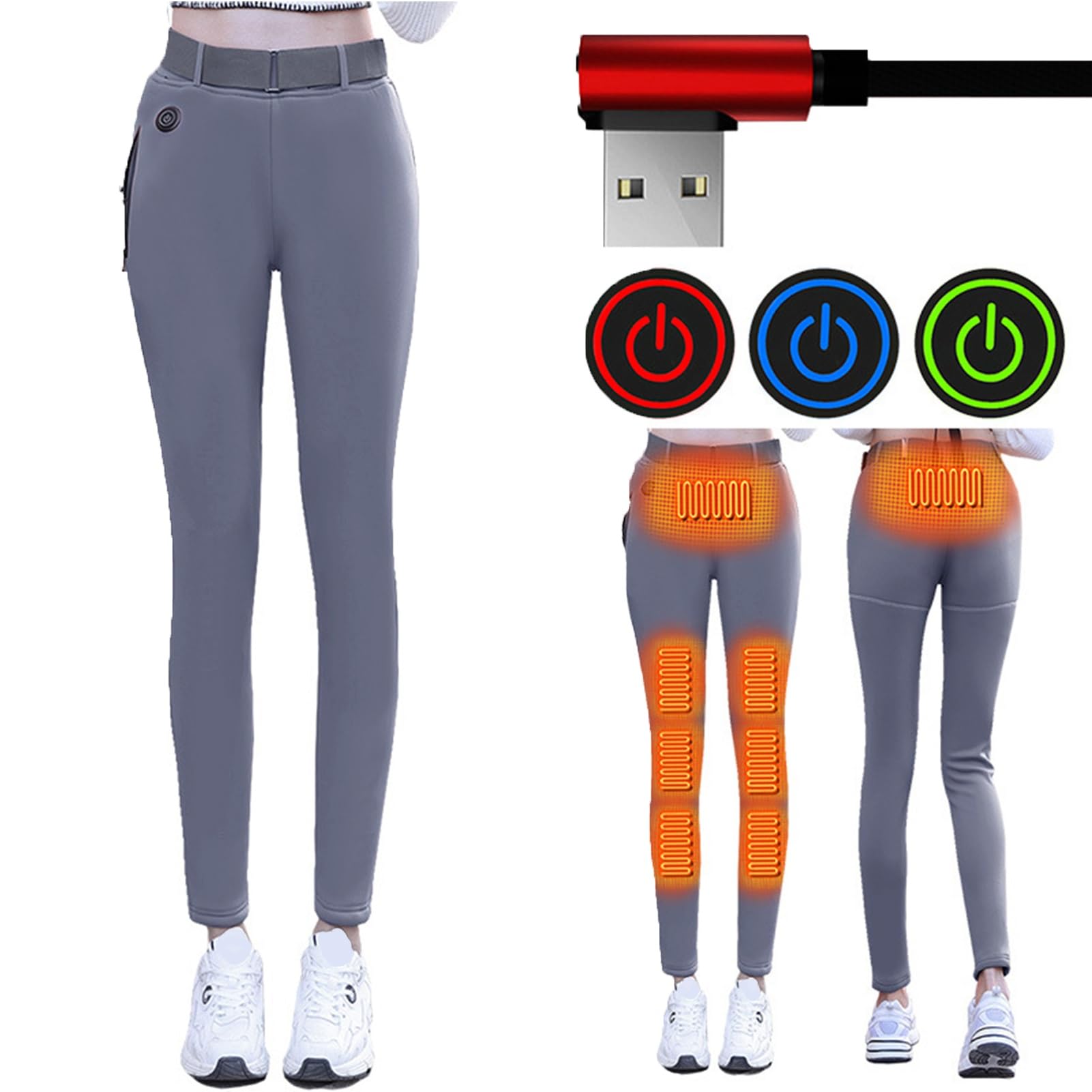 Pantaloni Riscaldati da Donna, Fondo Termico Riscaldato per Casa E All'aperto, 8 Zone Riscaldate, 3 Controlli della Temperatura