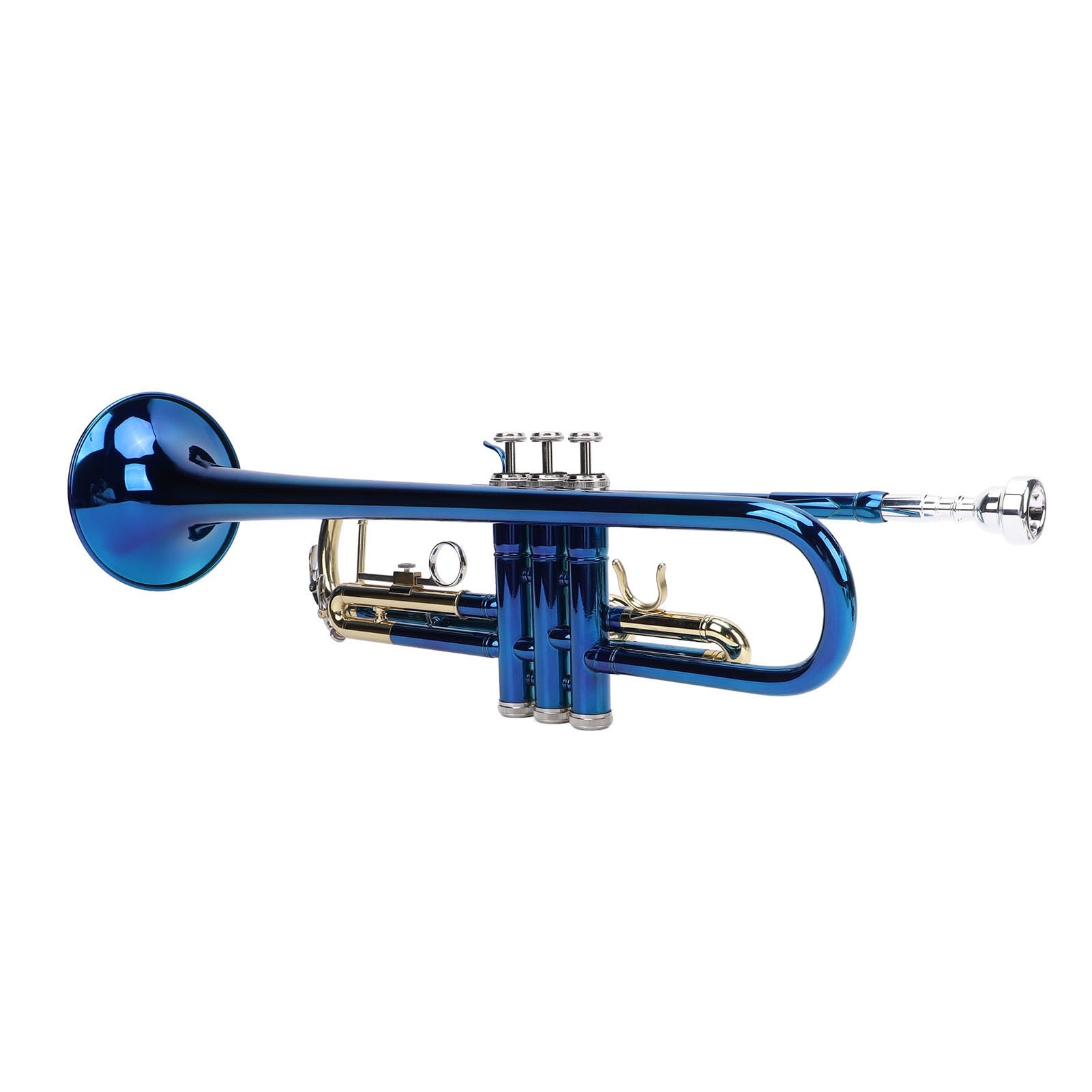 Tromba, Tromba per Prestazioni Professionali Eccellente qualità del Suono Tromba Standard in Sib Colore Blu Tasti in Rame Dorato Tromba per Principianti con Bocchino Comodo per