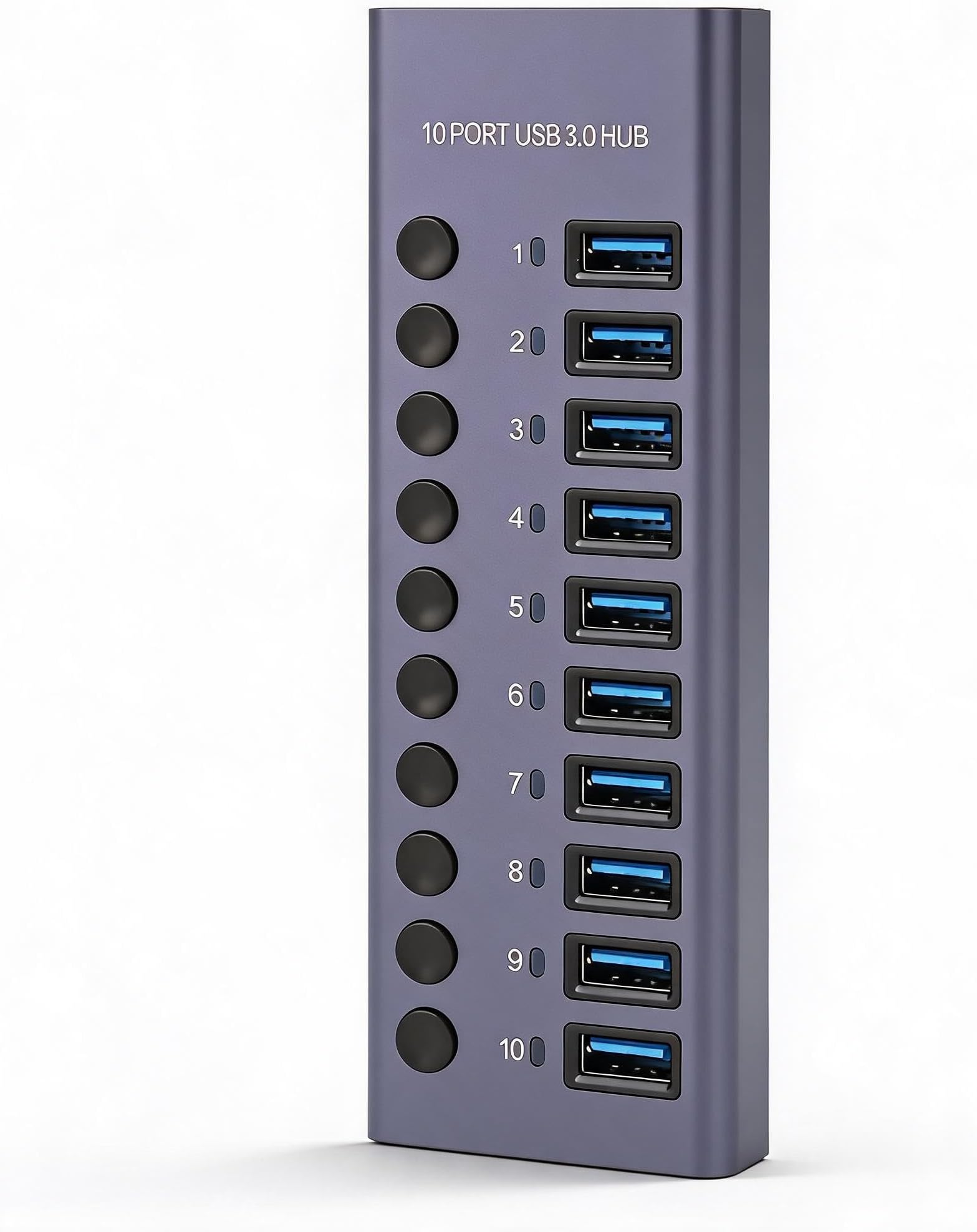 موزع يو اس بي 3.0 بعشر منافذ وقدرة 60 واط مع مفاتيح فردية ومؤشر ضوئي | USB 3.0 Hub 10 Ports 60W Powered Hub with Individual Switches LED Indicator