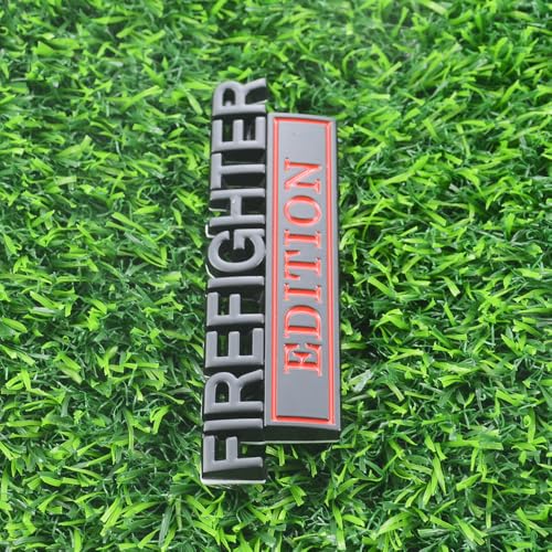 Image of 2pcs Firefighter Edition Emblem 3D Metal Decal Car Logo Badge Fit for Pickup Truck Car Truck Motorcycle 150 250 350 (Black Red)