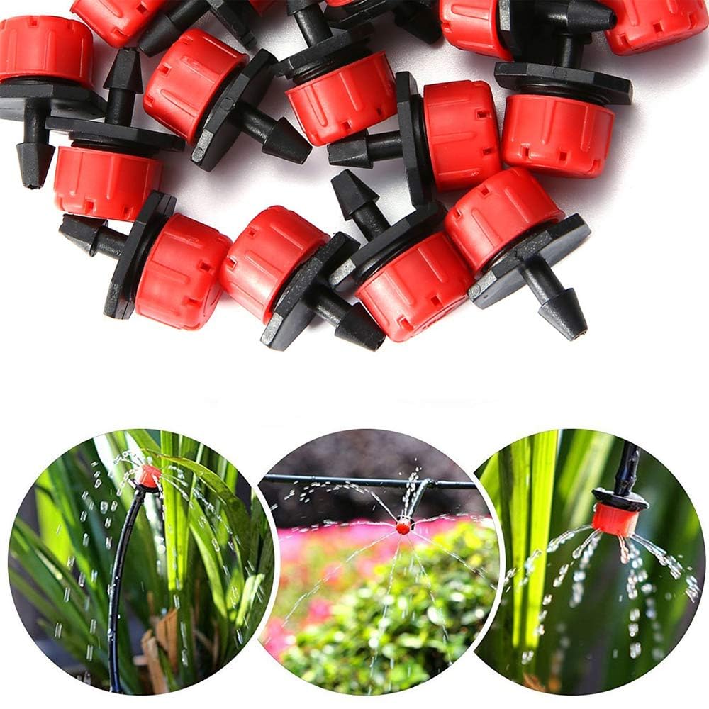 Kit de sistema de riego por goteo de 50 pies, sistema de riego de jardín con piezas de tubo de riego por goteo de 1/4 pulgadas, equipo de riego automático para plantas al aire libre, jardín,