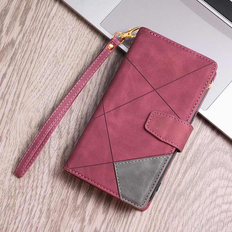 Protégez votre Samsung Galaxy Z Fold 7 avec cet étui portefeuille zippé en cuir rouge